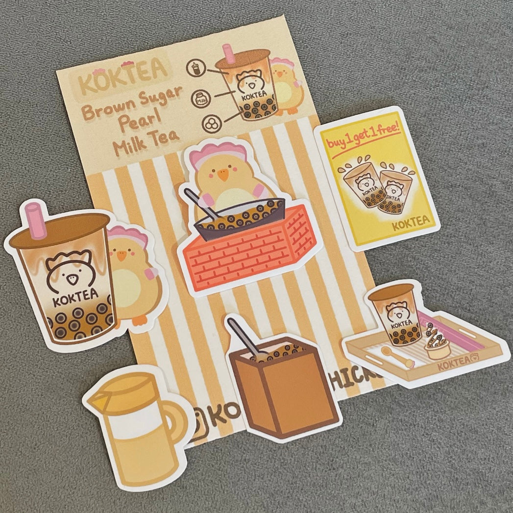 KOKTEA | Brown Sugar Pearl Milk Tea Sticker Set
