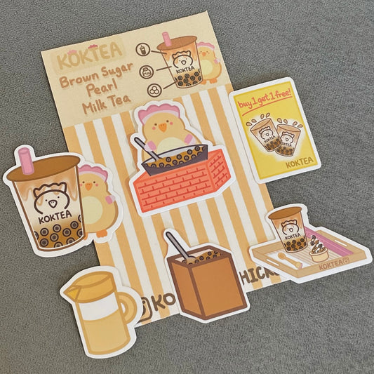 KOKTEA | Brown Sugar Pearl Milk Tea Sticker Set