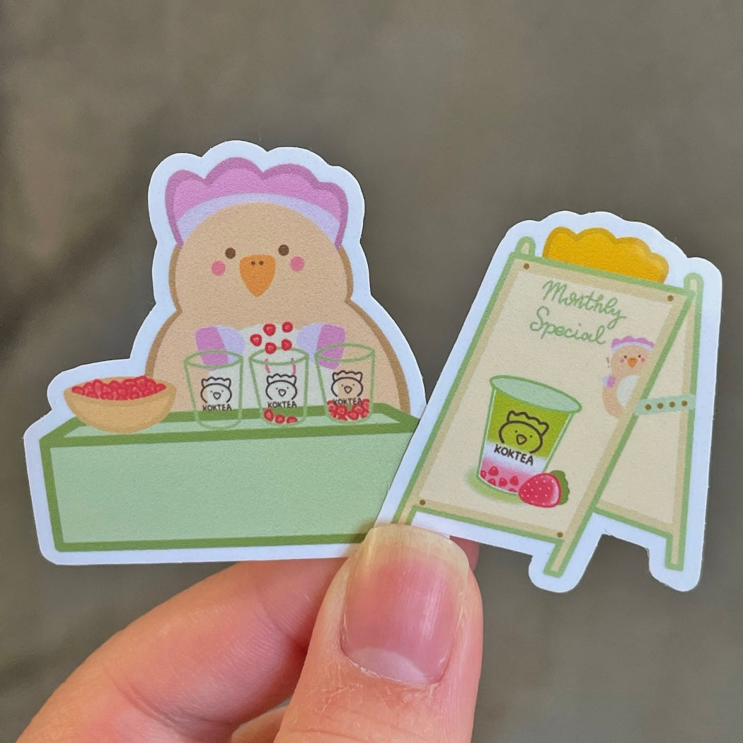 KOKTEA | Matcha Strawberry Latte Sticker Set