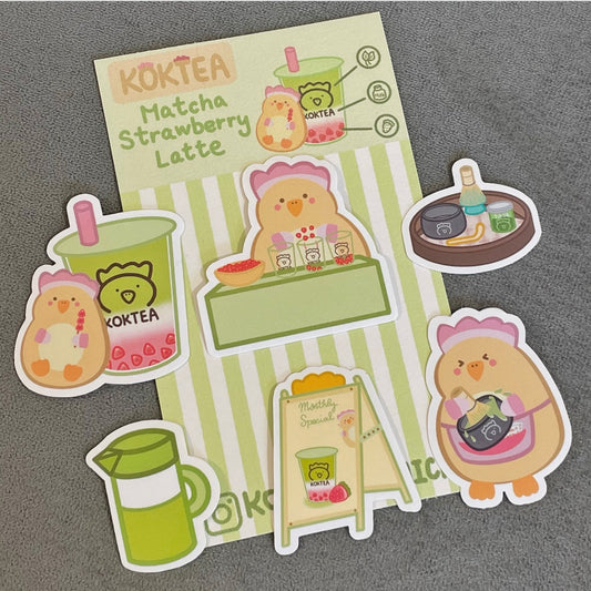 KOKTEA | Matcha Strawberry Latte Sticker Set
